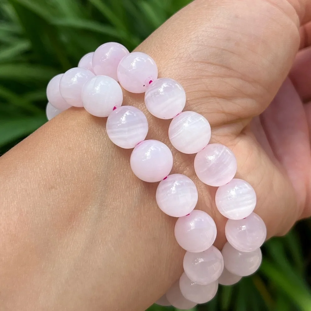 10mm stretchable banded pink‎ calcite bracelet